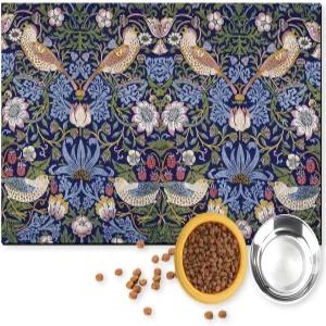 개와 고양이를 위한 반려동물 사료 매트 - 고흡수성 미끄럼 방지 볼 패드 유출 및 지저분한 레트로 버드