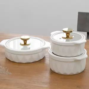 플레이팅 세라믹 내열냄비 16cm 신혼부부 골드손잡이 오븐용기