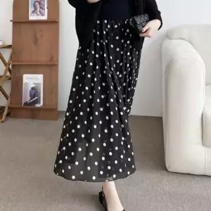 땡땡이 여성 스커트 여자 쉬폰 밴딩 롱 스커트 치마 여성롱치마 여자롱스커트 여자치마