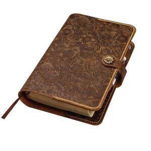 엠보싱 KJV 성경 표지, 여성용 맞춤 가죽 책장 기독교 선물 V02-LBC09C
