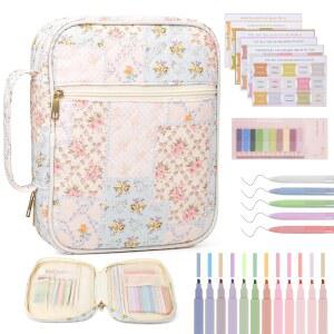 여성용 성경 커버 케이스, 손잡이가 달린 대형 퀼트 휴대용 공부 용품 및 액세서리 기독교 선물(스플라이싱 플라워)