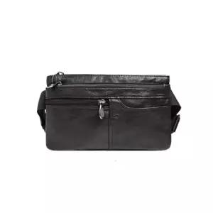 [골드스마일]슬림 가죽 힙색 빈티지 보조 가방 블랙