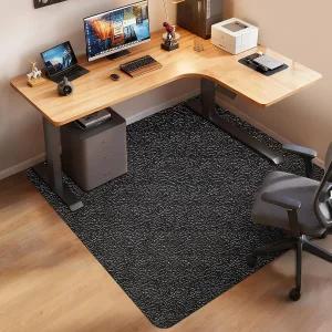 하드우드 바닥용 사무용 의자 매트 63인치 x 51인치 초대형 블랙 미끄럼 방지 책상 바닥 L 컴퓨터 아래의