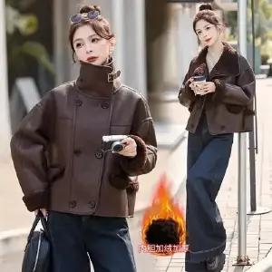 빛채운 여성 털가죽 일체형 코트 겨울 멋스러운 숏기장 따뜻무스탕 재킷 OPH4