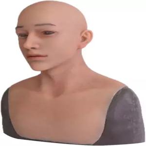 에카이우지 실리콘 마스크 얼굴 전체 머리 현실적인 젊은 남성 할로윈 코스프레 파티