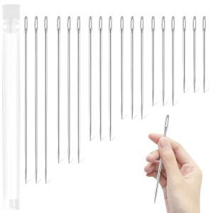 18PCS 대형 재봉 바늘 - 6가지 크기 자수 바늘, 스테인리스 손 포인트 및 크로스 스티치용 긴 가죽 수리 다닝 실내 장식 공예