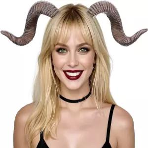 MOSTORY 데빌 램 뿔 머리띠 - 성인 코스프레 할로윈 사진 촬영을 위한 양