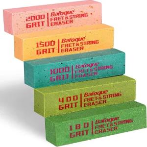 기타용 바로크 프렛 지우개 폴리싱 클리너 도구 키트 클린 와이어/스트링/메탈 5종 세트(180 400 1000 1500