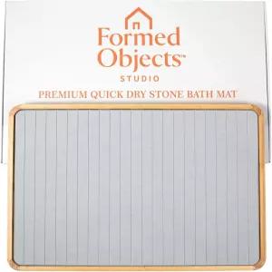 대나무 트림이 있는 돌 목욕 매트 - 빠르게 건조되는 규조류 흙 샤워 스파 스타일 장식 욕실 주방 현관을
