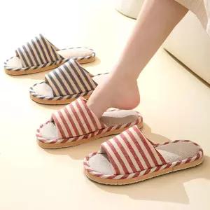 스트라이프 린넨 슬리퍼 하우스 실내화 룸슈즈 거실화 (특가) 여름슬리퍼