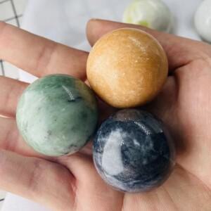 천연 옥 보딩 볼 짐 핸드볼 쿼츠 구체 이완 손 손목 운동 마사지 힐링 크리스탈 스톤 듀얼