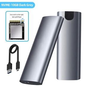 M2 NVMe SSD 케이스 10Gbps HDD 박스 NGFF-USB 3.1 외부 인클로저 -A--C 케이블(2230/2242/2260/2280용)