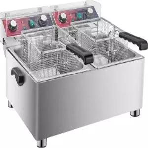 가정용 대형 튀김기 3600W 전기 오일 냄비 2개 포함 음베고이우옥 상업용 더블 딥 여과 스테인리스 스틸