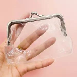 투명 똑딱이 동전 파우치 12 x 9.5 cm 클립형 보관 케이스 일본 여행 지갑