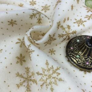 빨간색 흰색 반짝이 눈송이 크리스마스 장식 패브릭 단일 측면 벨벳 제트 골드 양각 핫 스탬핑 천 테이블