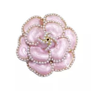 [하프클럽/]앤틱 레트로 가을 겨울 마블 진주 브로치 핀 브로찌 핑크