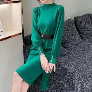 예쁜 슬림 니트 원피스 미디 여자 데이트 연말모임룩 WB0F4F1