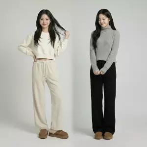 여성 기모 트레이닝팬츠 겨울 벨벳 하이웨스트 츄리닝바지 롱숏 선택팬츠