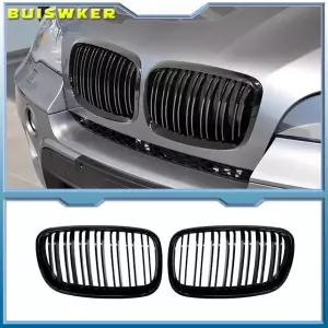 자동차 그릴망 튜닝 듀얼 전면 그릴For BMW 호환 X5/X6 E70 E71 2008-2014 광택 매트 블랙 신장 그릴 탄소