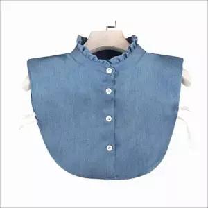 데님 페이크 카라 넥프릴 이너 셔츠 블라우스 (WFKBR13)