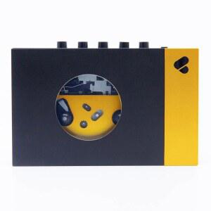 저희는 리윈드 휴대용 카세트 플레이어입니다 - 블루투스 연결 스피커 또는 헤드폰이 장착된 카세트 테이프 레코더, 3.5mm 오디오 케이블 - (Amy, Black & Yellow)