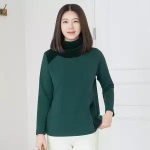 엄마옷 마담4060 골지배색폴라기모티셔츠-QTE2601002-