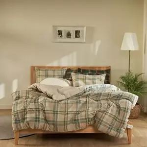 피노키오 체크 마이크로워셔 이불베개세트 Q베이지 (KYR-WBAB517)