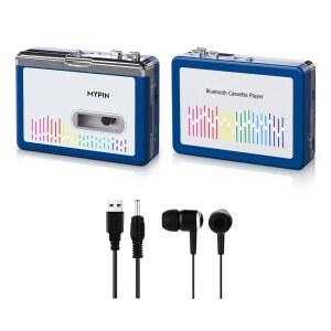 헤드폰이 있는 블루투스 카세트 플레이어, 헤드폰/스피커에 테이프 플레이어 블루투스 출력, 워크맨 휴대용 카세트 테이프 플레이어 2 AA 배터리 또는 USB 전원 공급 장치, 3.5mm 헤드폰