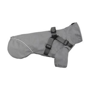 소형 및 중형견용 하네스가 있는 반려견 우비, 반사 스트립이 방수 강아지 우비 재킷 회색, 중형
