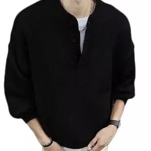남성 헨리넥 니트티 캐주얼 데일리 스웨터 (WFKBRVP)