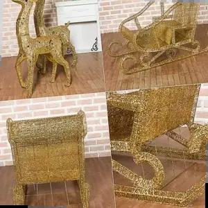 장식 대형 크리스마스 사슴 썰매 외부 220cm 세트