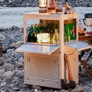 접이식 우드상판 캠핑 우드커버 리빙박스