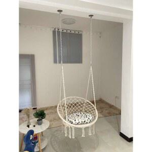 펜션 행잉체어 1인용 해먹의자 행잉 옥상 안락 스윙체어 원형 팬션 해먹 에그 화이트(대형