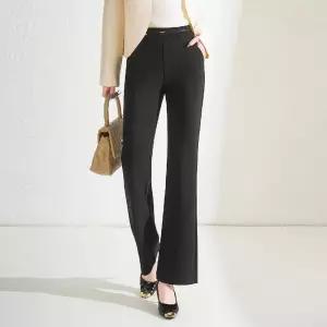 여성용 바지 롱 블랙 캐주얼 추동 슬림핏 스판 부츠컷 하이웨스트 플레어 원픽4