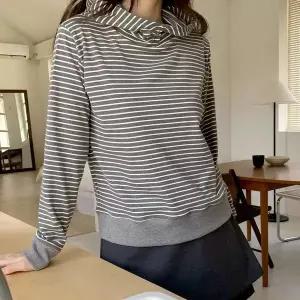 [옷자락]여성 스트라이프 기모 기본 후드티
