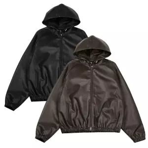 [하프클럽/]맨즈 인조가죽 오버핏 투웨이 후드 자켓 LM-JUW-Q057