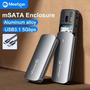 Meetiger 알루미늄 스틸 미니 소형 호환 mSATA SSD 케이스-Type-C 인클로저 어댑터 PC 케이스용 외부 5Gbps