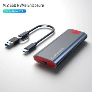 삼성 호환 M2 SSD 케이스 NVMe SATA 외장 어댑터 10Gbps USB3.2 Gen2 USB C M 및 B B&M 키 지원