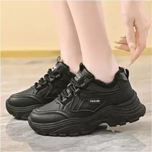 여성 겨울 기모운동화 통굽 키높이 어글리슈즈 스니커즈 2색