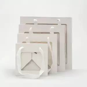 투명창 선물가방 정사각 화이트 선물 포장 용 가방 정사각형 투명 디자인 컵 파티 연출