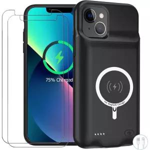 아이폰 13용 배터리 케이스, 10000mAh 강화 휴대용 보호 스마트 무선 충전 카플레이 지원, 13(6.1인치) 호