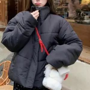 여성 겨울 이중 잠금 무광 반하이넥 숏 점퍼 패딩 자켓 여성 롱패딩 의류 경량패딩 숏패딩 여자 조끼