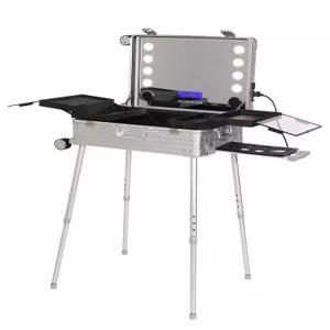 메이크업 박스 트롤리 캐리어 8조명 수납 하드케이스