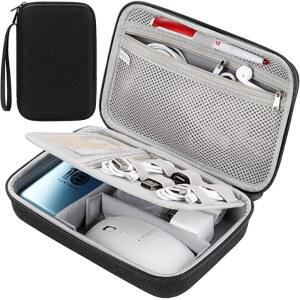 [미국배송] 하드 전자 오거나이저 여행 케이스 액세서리 파우치 가방 맥북호환 POWER LOGIC 어댑터 충전기용 이중 레이어 충격 방지 상자 코드 플래시 드라이브 애플호환 매직 마우스 펜슬 파워 뱅크