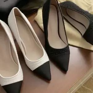 [하프클럽/]연말 모임 파티 룩 스틸레토 배색 하이힐 트위드 구두