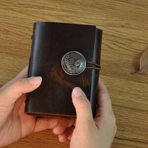 빈티지 가죽 다이어리 지갑형 A7 바인더 패스포트 저널 양가죽 빈티지다이어리 레드 슬림