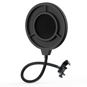 [미국배송] IXTECH 마이크로용 팝 필터 블루 예티 및 기타 마이크와 호환되는 마이크 필터 메쉬 격리 실드 유연한 360 구스넥 클립이 있는 이중 레이어 실드