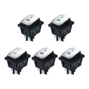 KCD4 스테인리스 스틸 표면 방수 로커 스위치  라이트 타입  4핀  2단계  LED 220V  고전류