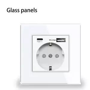 EU 표준 타입-C USB 전원 소켓 소재 패널 16A 벽 매립형 전기 플러그 아울렛 AC110V-250V 벽 소켓