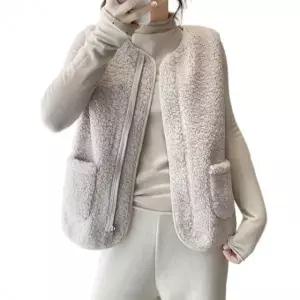 나프커 아이보리 후리스조끼 양털 뽀글이조끼 집업 후리스 플리스 간절기 겨울 베스트 수면 김장 이너 조끼